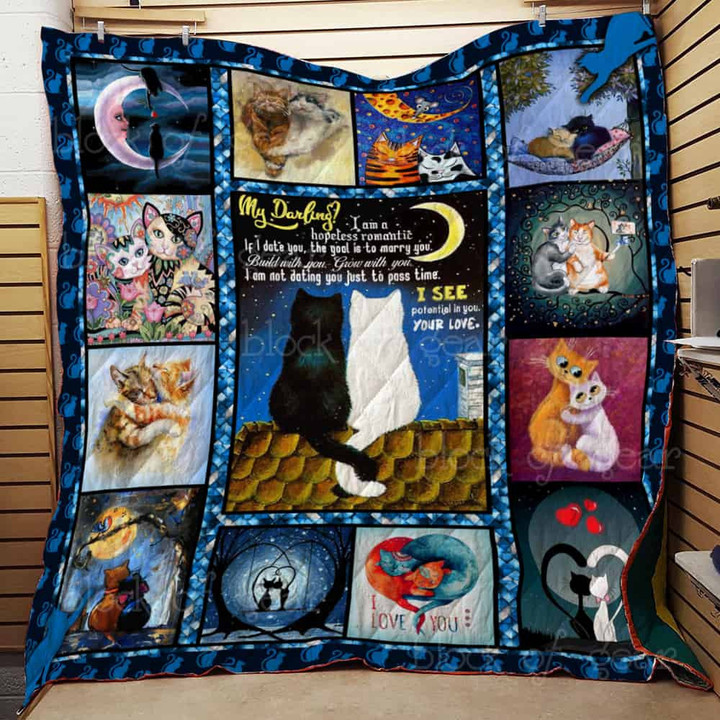 My Darling Cat Lady Quilt Blanket Size Single, Twin, Full, Queen, King, Super King  