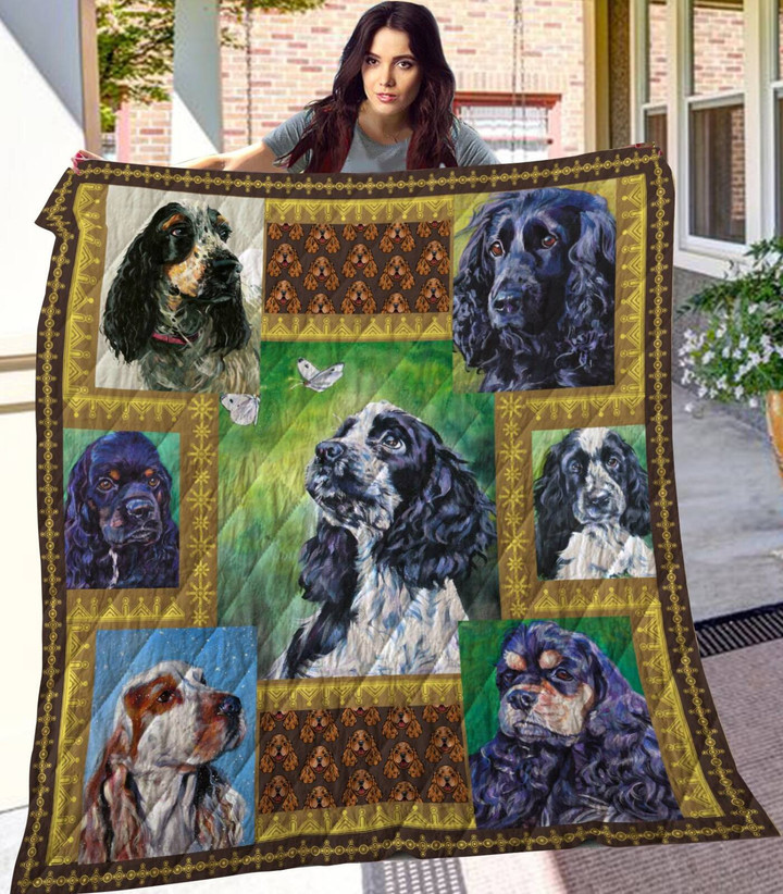 English Cocker Spaniel 3D Customized Quilt Blanket Size Single, Twin, Full, Queen, King, Super King  