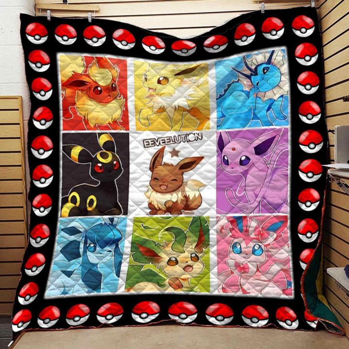 Pokemon Eevee Evolution For Fans 3D Customized Quilt Blanket Size Single, Twin, Full, Queen, King, Super King  