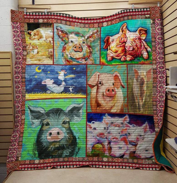 Love Pig 3D Customized Quilt Blanket Size Single, Twin, Full, Queen, King, Super King  