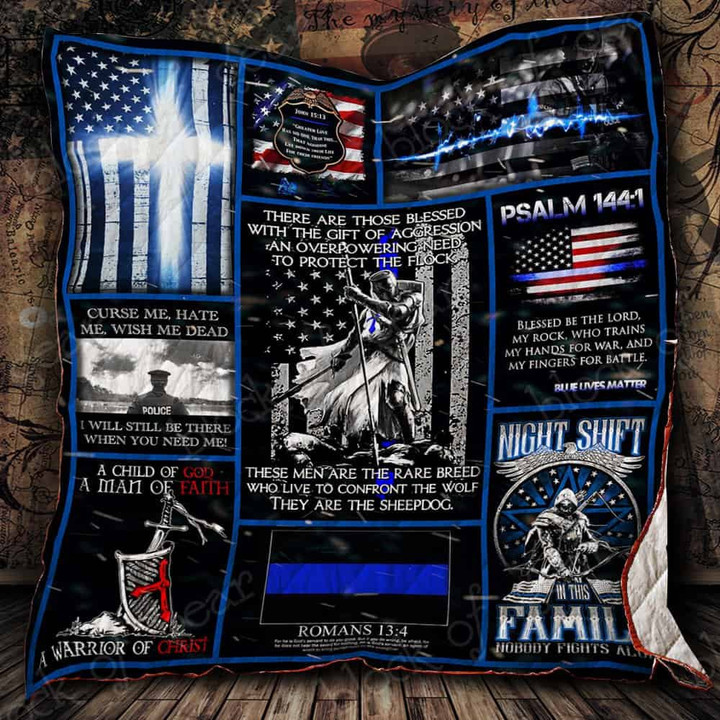 Policeman A Warrior Of Christ Quilt Blanket Size Single, Twin, Full, Queen, King, Super King  