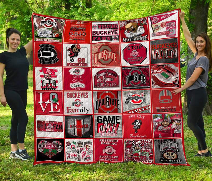Ohio State Buckeyes Football 3D Customized Quilt Blanket Size Single, Twin, Full, Queen, King, Super King  