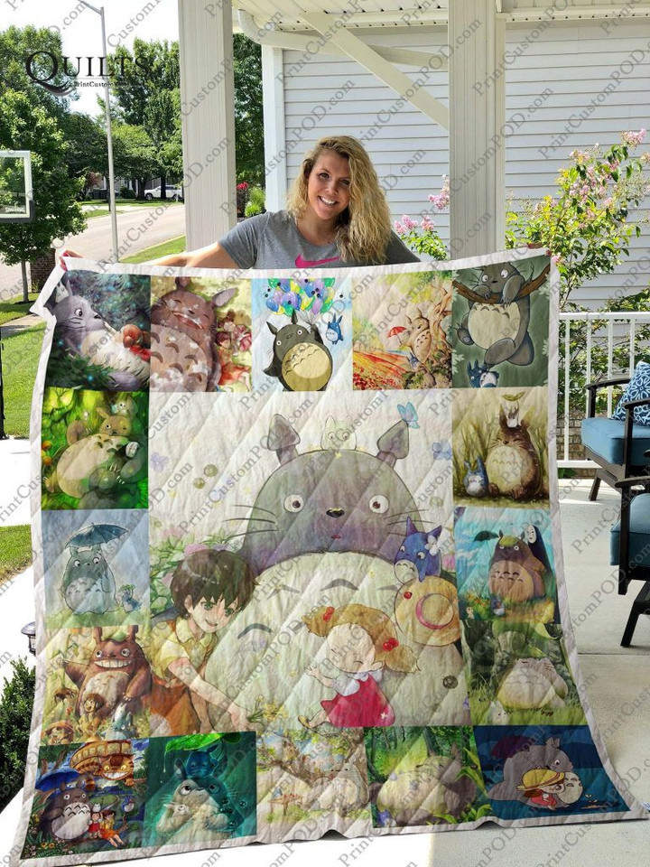 Totoro 3D Quilt Blanket Size Single, Twin, Full, Queen, King, Super King  