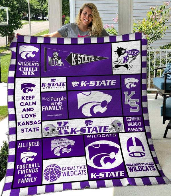 Ncaa Kansas State Wildcats 3D Customized Personalized 3D Customized Quilt Blanket Size Single, Twin, Full, Queen, King, Super King   , NCAA Quilt Blanket 