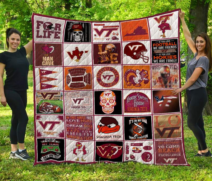 Virginia Tech Hokies 3D Customized Quilt Blanketb Fan Made Size Single, Twin, Full, Queen, King, Super King  , NCAA Quilt Blanket 