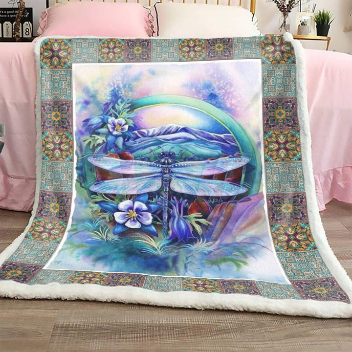 Dragonfly Seeking For New Light 3D Quilt Blanket Size Single, Twin, Full, Queen, King, Super King  