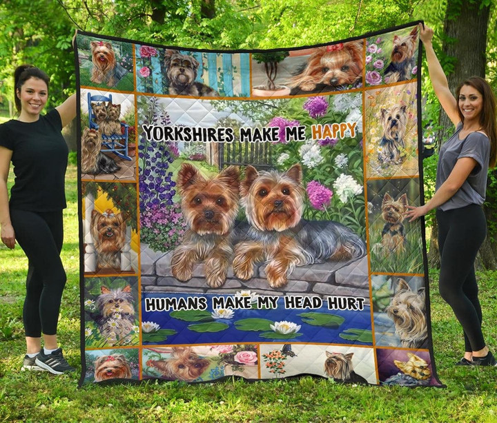 Yorkshire Terrier I Can Be Your Candy 3D Quilt Blanket Size Single, Twin, Full, Queen, King, Super King  