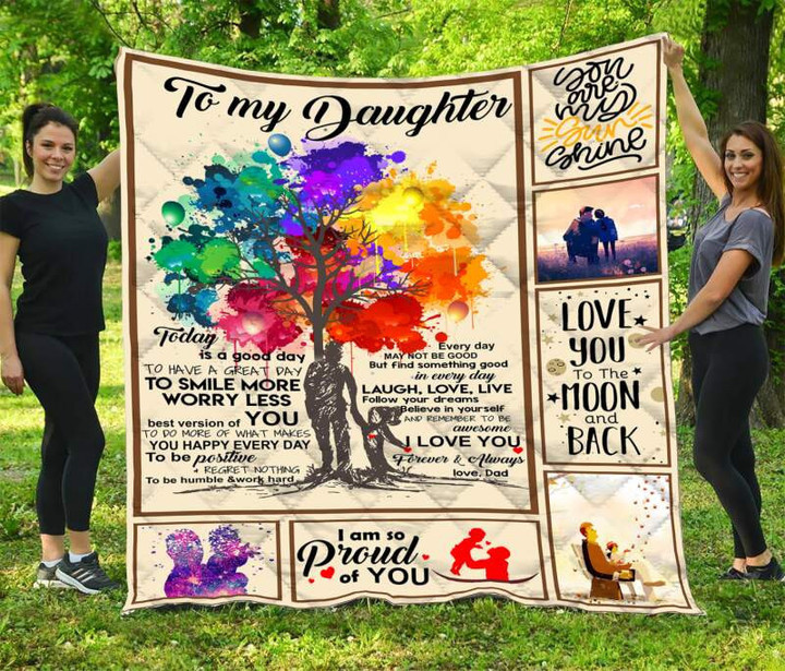 To My Daughter 3D Quilt Blanket Size Single, Twin, Full, Queen, King, Super King  
