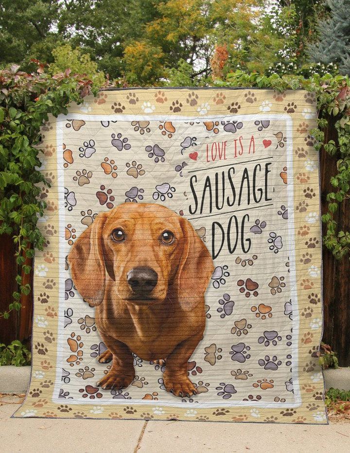 Dachshund Love Is Sausage Dog 3D Quilt Blanket Size Single, Twin, Full, Queen, King, Super King  