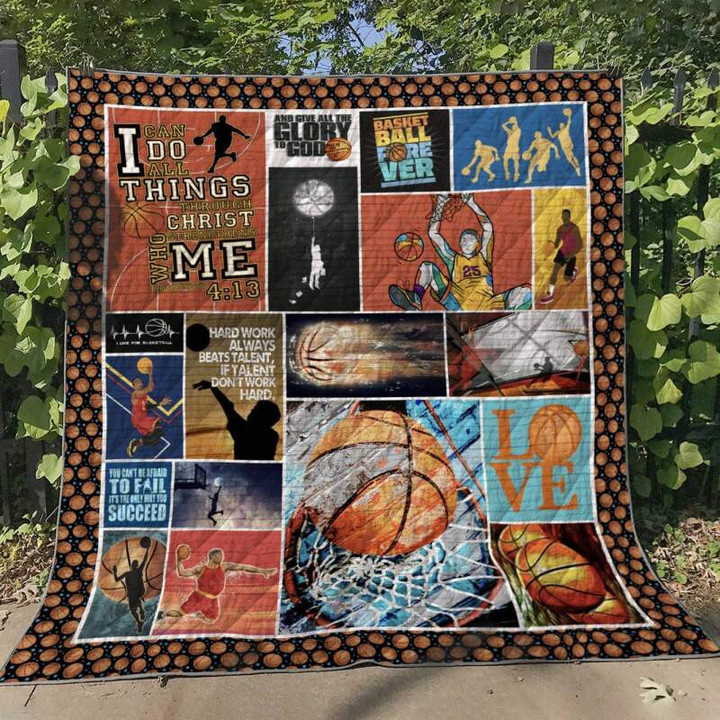 Basketball DonT Work Hard 3D Quilt Blanket Size Single, Twin, Full, Queen, King, Super King  