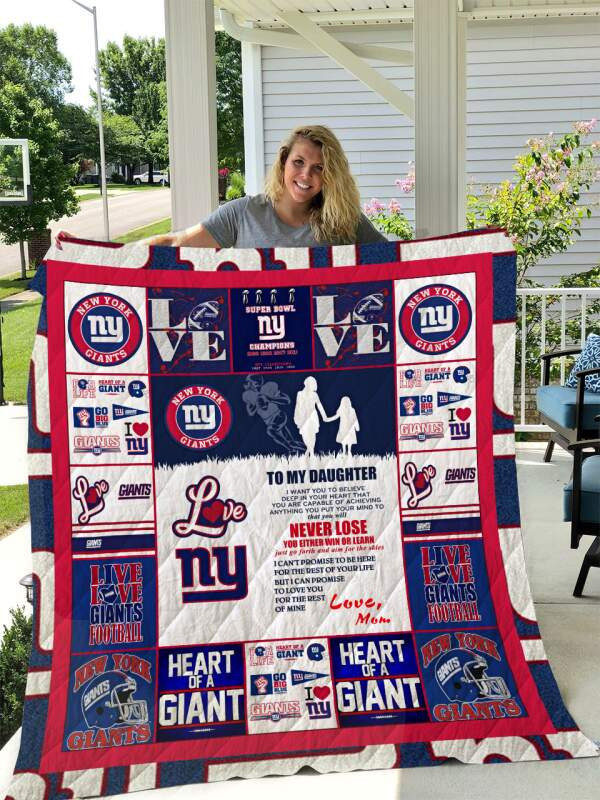 New York Giants To My Daughter Love Mom 3D Quilt Blanket Size Single, Twin, Full, Queen, King, Super King   , NFL Quilt Blanket