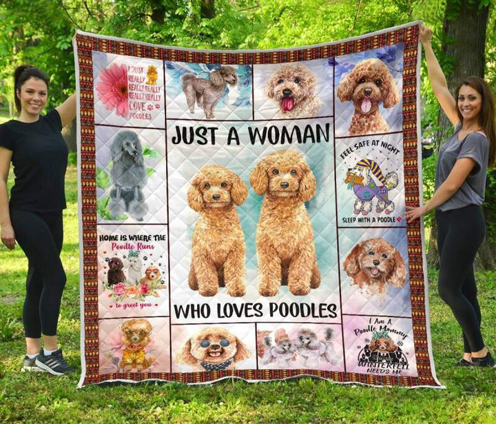 Poodle Woman Loves Poodle 3D Quilt Blanket Size Single, Twin, Full, Queen, King, Super King  