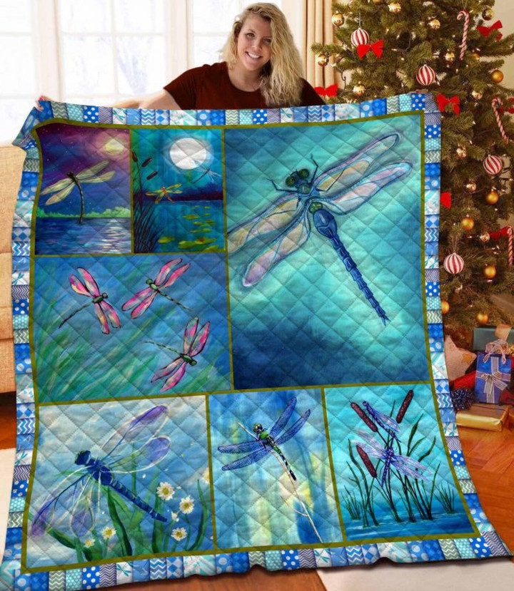Dragonfly Fly So High 3D Quilt Blanket Size Single, Twin, Full, Queen, King, Super King  