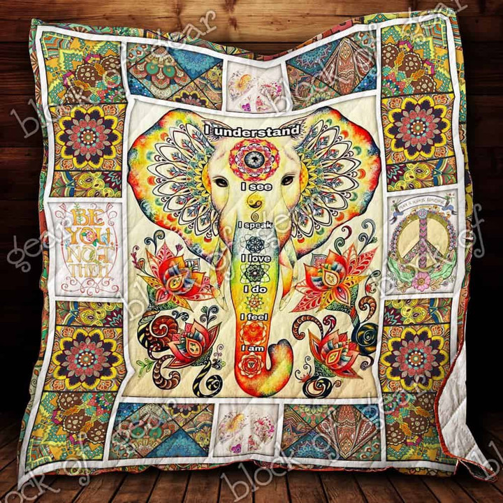 American Hippie 3D Quilt Blanket Size Single, Twin, Full, Queen, King, Super King  