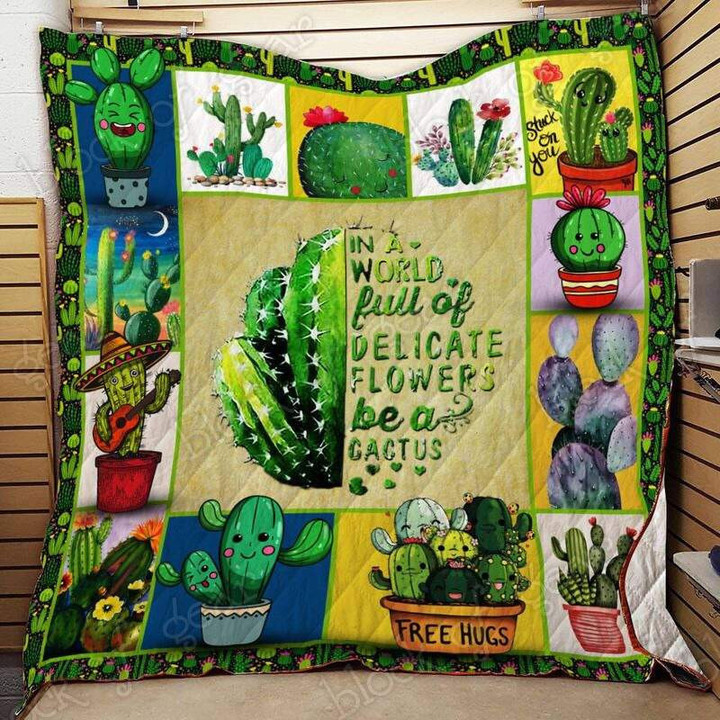 Cactusbe Cactus 3D Quilt Blanket Size Single, Twin, Full, Queen, King, Super King  