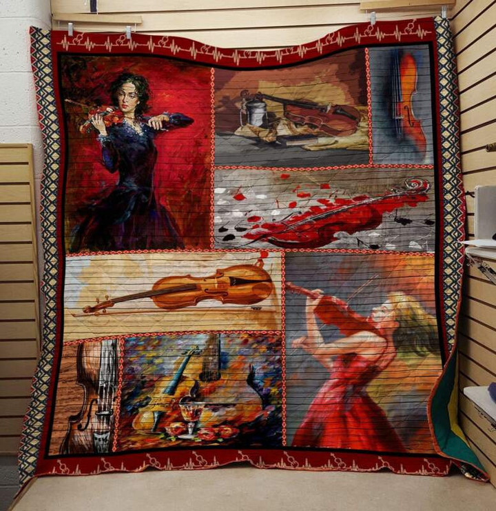 Violon 3D Customized Quilt Blanket Size Single, Twin, Full, Queen, King, Super King  