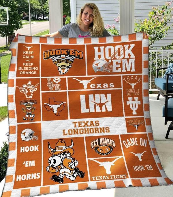 Ncaa Texas Longhorns 3D Customized Personalized 3D Customized Quilt Blanket Size Single, Twin, Full, Queen, King, Super King  , NCAA Quilt Blanket 