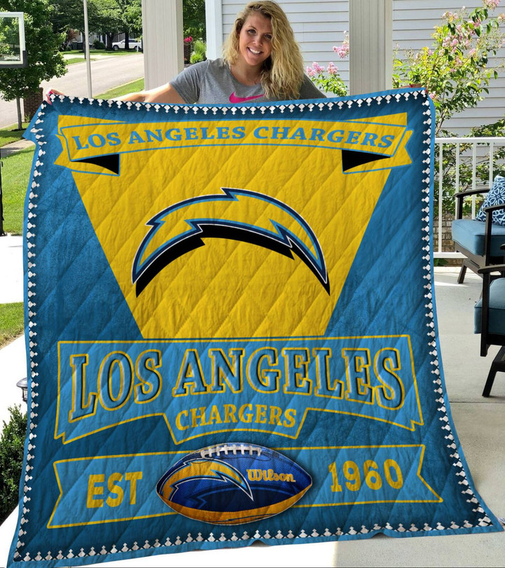 Los Angeles Chargers 3D Customized Quilt Blanket Size Single, Twin, Full, Queen, King, Super King    , NFL Quilt Blanket