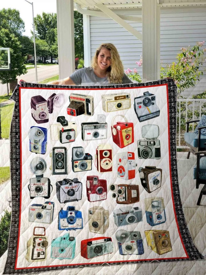 Vintage Camera 3D Quilt Blanket Size Single, Twin, Full, Queen, King, Super King  