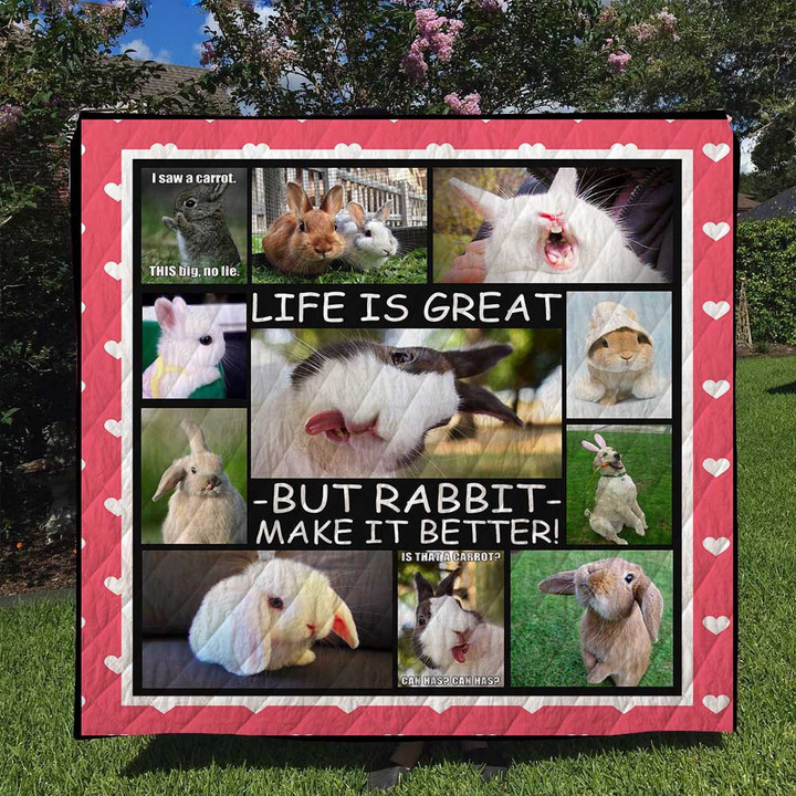 Rabbit 3D Customized Quilt Blanket Size Single, Twin, Full, Queen, King, Super King  