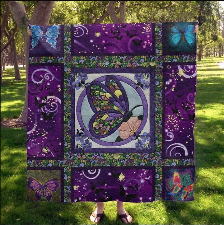 Butterfly And Moonlight 3D Quilt Blanket Size Single, Twin, Full, Queen, King, Super King  