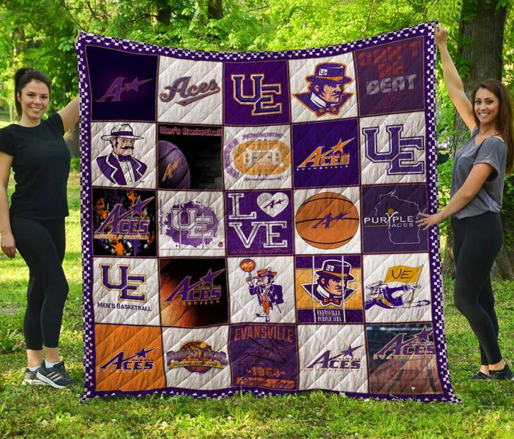 Evansville Purple Aces 3D Customized Quilt Blanket Size Single, Twin, Full, Queen, King, Super King  