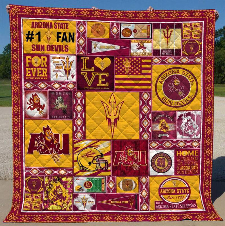 Arizona State Sun Devirs 3D Customized Quilt Blanket Size Single, Twin, Full, Queen, King, Super King  