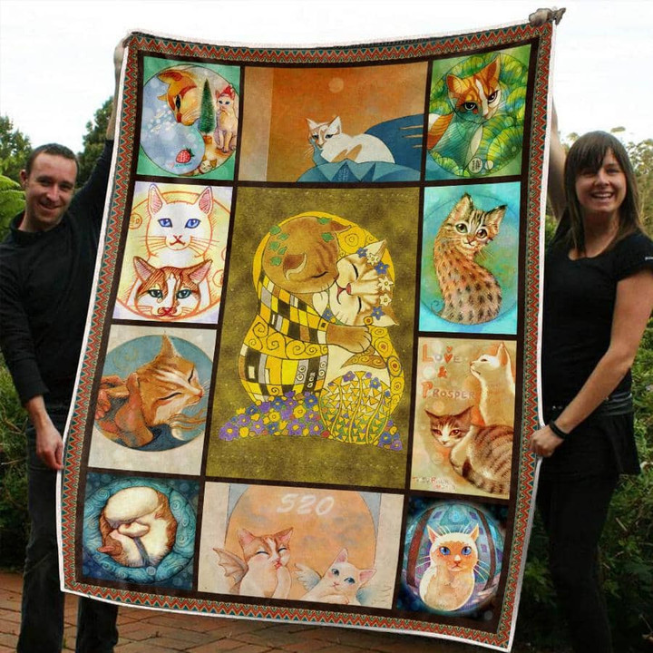 Cat Lovely Vintage Cat 3D Quilt Blanket Size Single, Twin, Full, Queen, King, Super King  