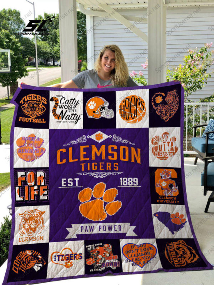 Ncaa Clemson Tigers 3D Customized Personalized 3D Customized Quilt Blanket Size Single, Twin, Full, Queen, King, Super King  