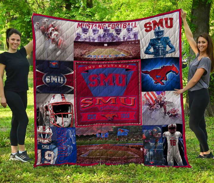 Smu Mustangs 3D Customized Quilt Blanket Size Single, Twin, Full, Queen, King, Super King  , NCAA Quilt Blanket 