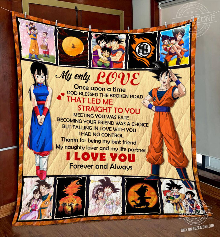 Dragon Ball Goku My Love Straight To You 3D Quilt Blanket Size Single, Twin, Full, Queen, King, Super King  