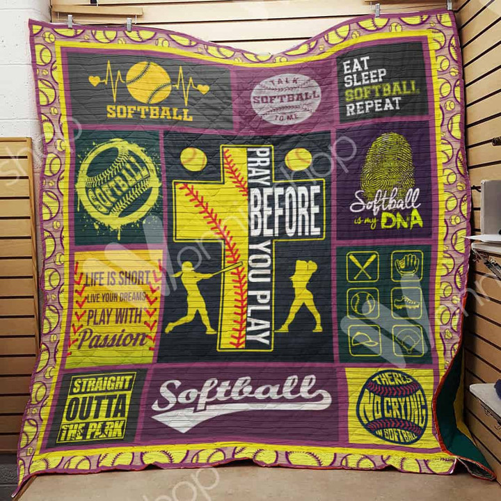 Softball 3D Customized Quilt Blanket Size Single, Twin, Full, Queen, King, Super King  