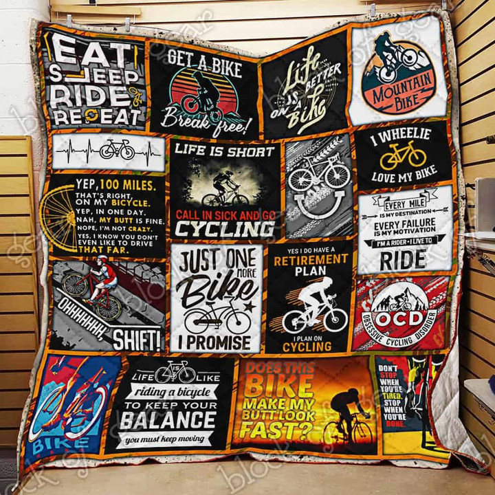 Cycling Quilt Blanket Size Single, Twin, Full, Queen, King, Super King  