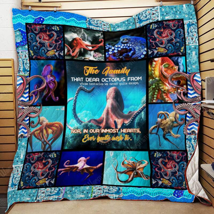 Octopus 3D Customized Quilt Blanket Size Single, Twin, Full, Queen, King, Super King  