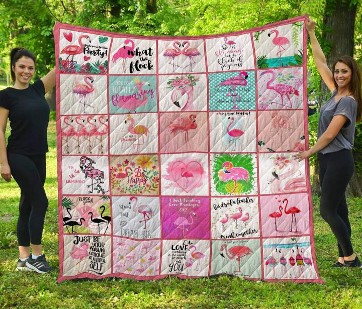 Flamingo 3D Customized Quilt Blanket Size Single, Twin, Full, Queen, King, Super King  