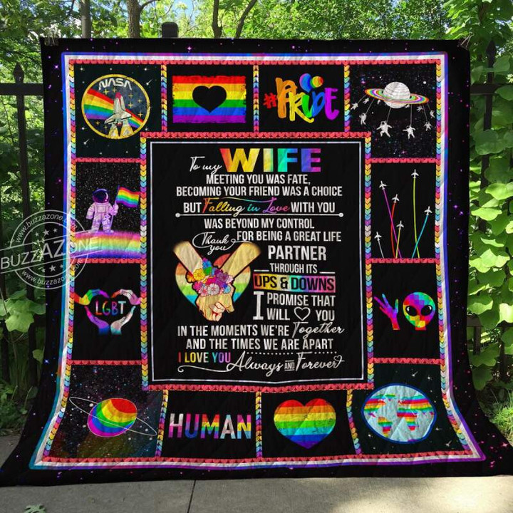 Lgbt Wife Through Upsdowns 3D Quilt Blanket Size Single, Twin, Full, Queen, King, Super King  