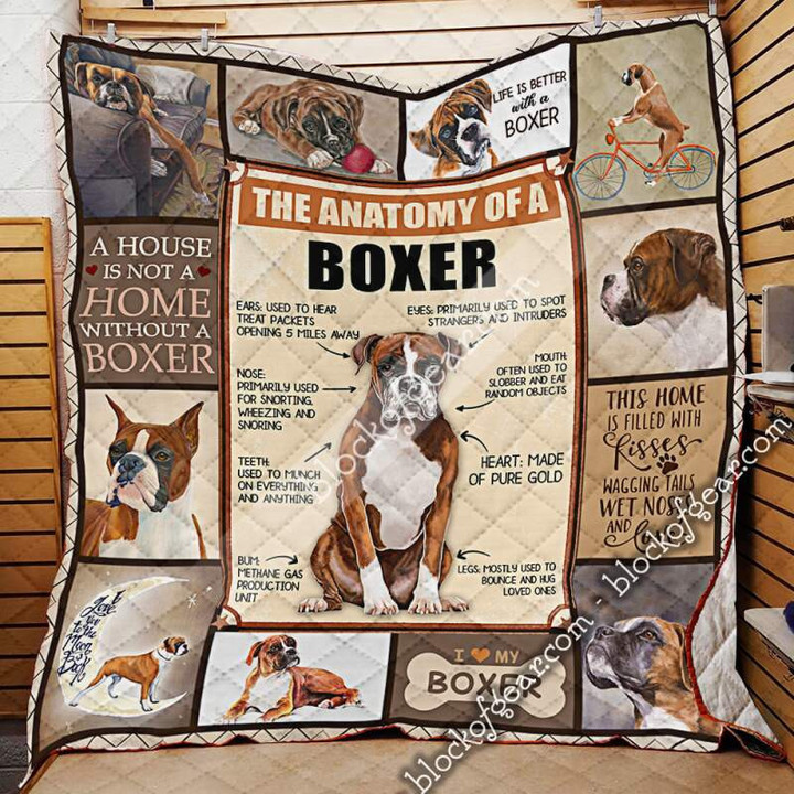 The Anatomy Of Boxer 3D Quilt Blanket Size Single, Twin, Full, Queen, King, Super King  
