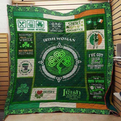 Irish Woman St Patrick Day 3D Customized Quilt Blanket Size Single, Twin, Full, Queen, King, Super King  