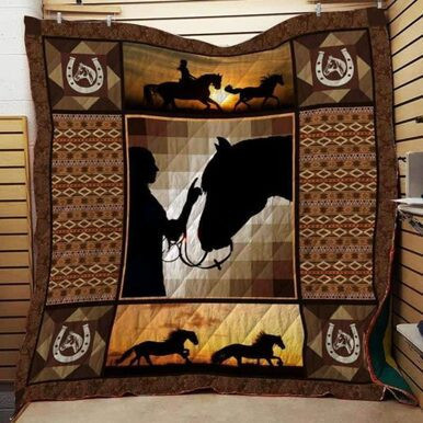 A Man And A Horse Custom Quilt Qf7990 Quilt Blanket Size Single, Twin, Full, Queen, King, Super King  