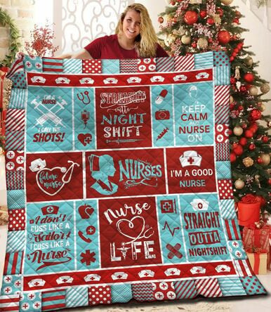 Straight Outta Night Shift Keep Calm And Nurse On Custom Quilt Qf8082 Quilt Blanket Size Single, Twin, Full, Queen, King, Super King  