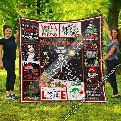 Nurse Be Nice To The Nurse Santa Watching Custom Quilt Qf8032 Quilt Blanket Size Single, Twin, Full, Queen, King, Super King  