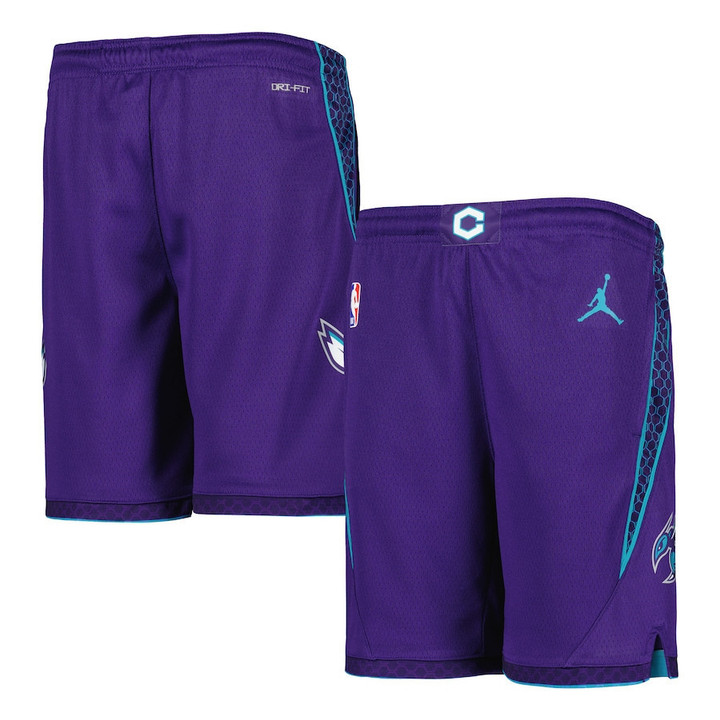 Charlotte Hornets  Youth Statement Edition Swingman Performance Shorts - Purple
