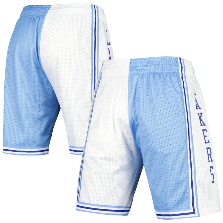 Los Angeles Lakers  Hardwood Classics 1996 Split Swingman Shorts - Powder Blue/White