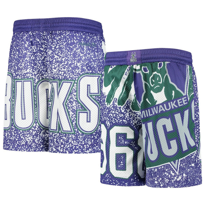 Milwaukee Bucks  Youth Hardwood Classics Jumbotron Shorts - Purple