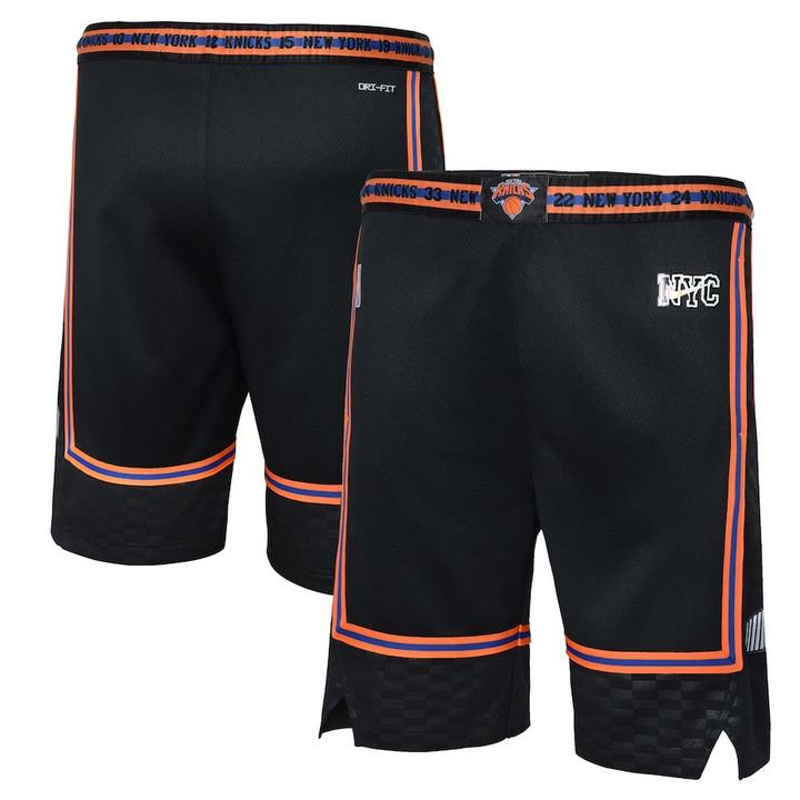 New York Knicks  Youth 2021/22 City Edition Courtside Swingman Shorts - Black
