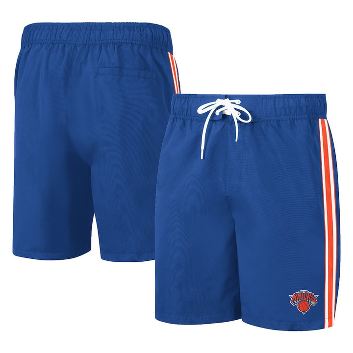 New York Knicks G-III Sports by Carl Banks Sand Beach Volley Swim Shorts - Blue/Orange