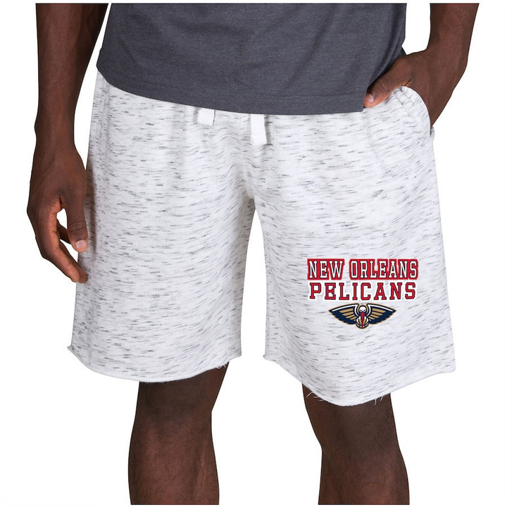 New Orleans Pelicans Concepts Sport Alley Fleece Shorts - White/Charcoal