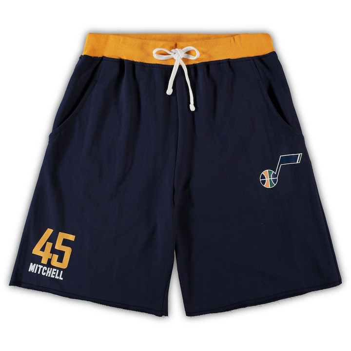 Donovan Mitchell Utah Jazz Big & Tall French Terry Name & Number Shorts - Navy