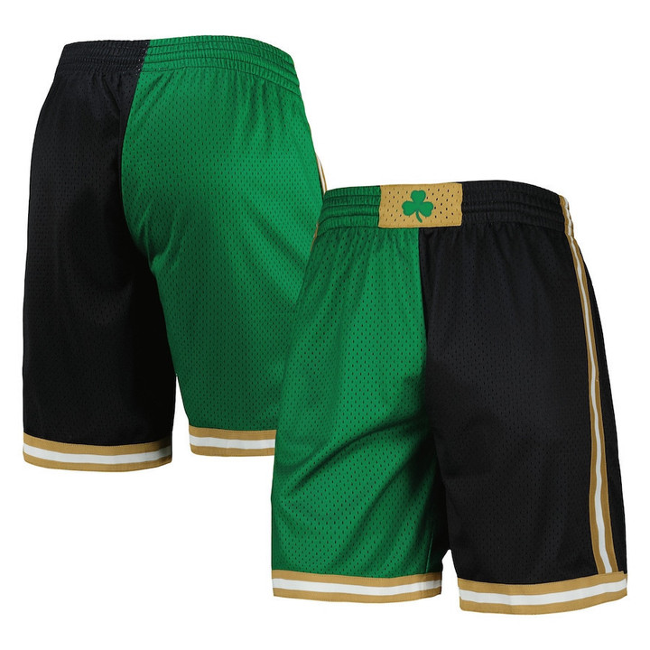 Boston Celtics  Hardwood Classics 2007 Split Swingman Shorts - Kelly Green/Black