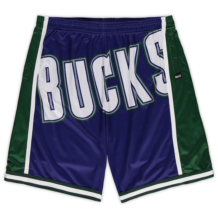 Milwaukee Bucks  Big & Tall Hardwood Classics Big Face 2.0 Shorts - Purple